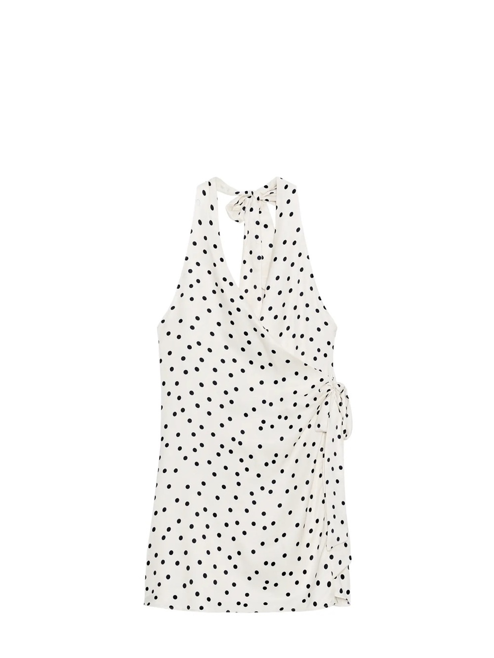 Zara White Polka Dot Wrap Dress - Black Dots
